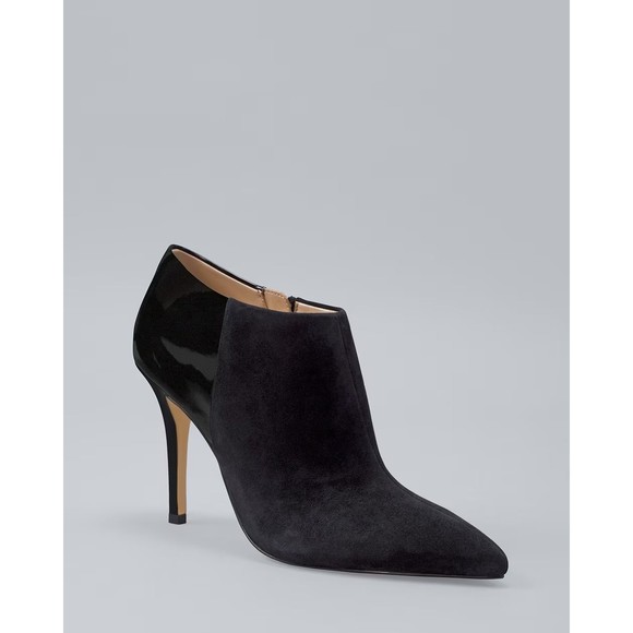 White House Black Market Eliza Suede & Patent Booties Womens Black Size 9 - Picture 2 of 9